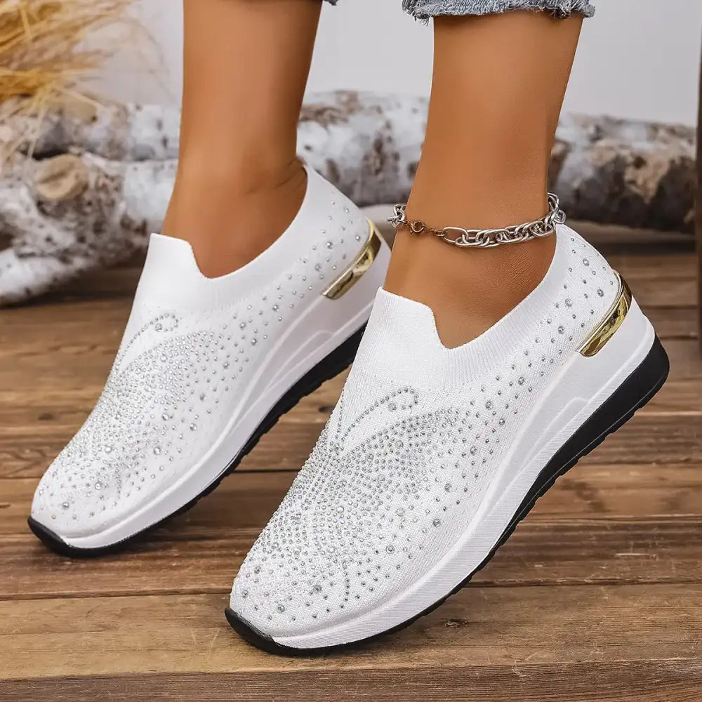 Rhinestone Wedge Sneakers