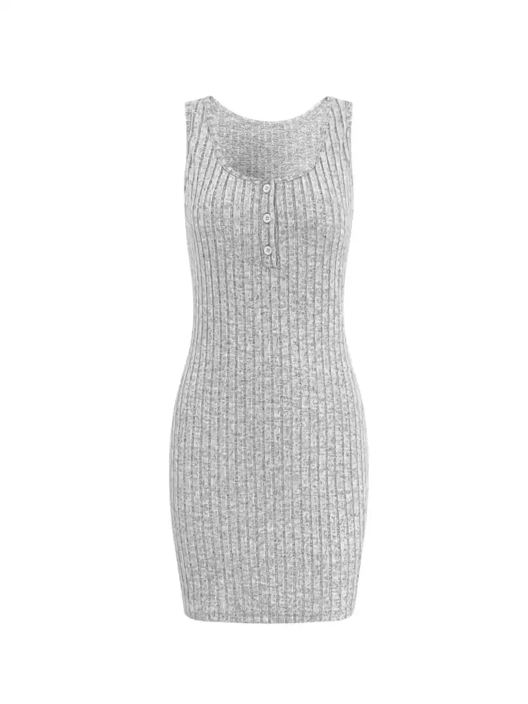 Ribbed Button Front Dress and Cardigan Sweater Set