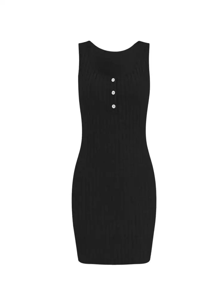 Ribbed Button Front Dress and Cardigan Sweater Set