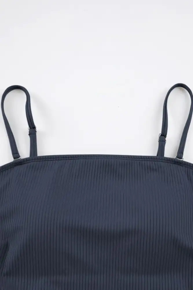 Ribbed Drawstring Sides Cutout One Piece Swimsuit