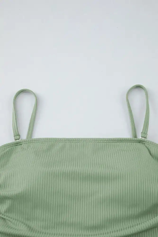 Ribbed Drawstring Sides Cutout One Piece Swimsuit