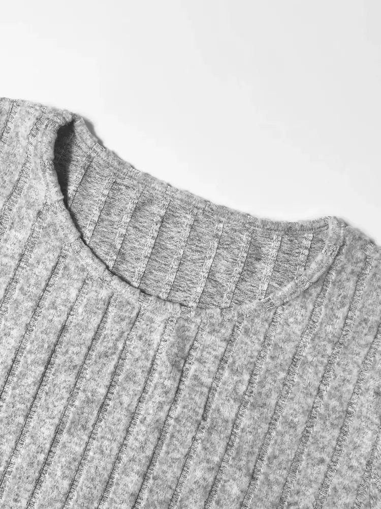 Ribbed Knit Crop Top and Wide Leg Pants Set