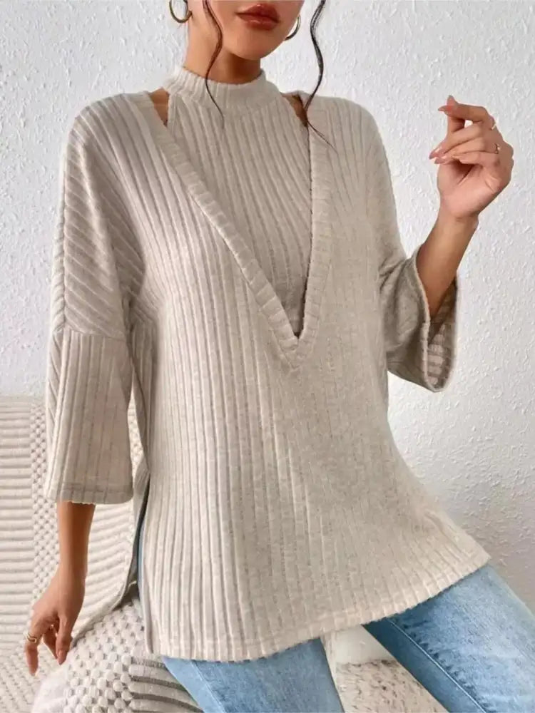 Ribbed Knit Tank & Long Sleeve Top Set