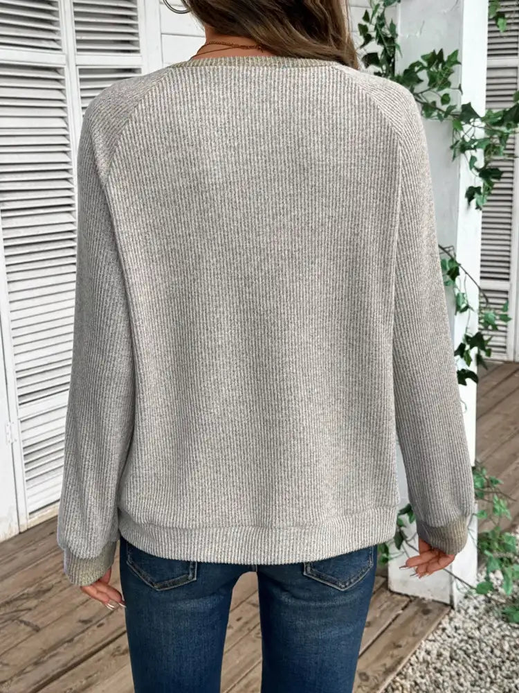 Ribbed Knit Two-Tone Top