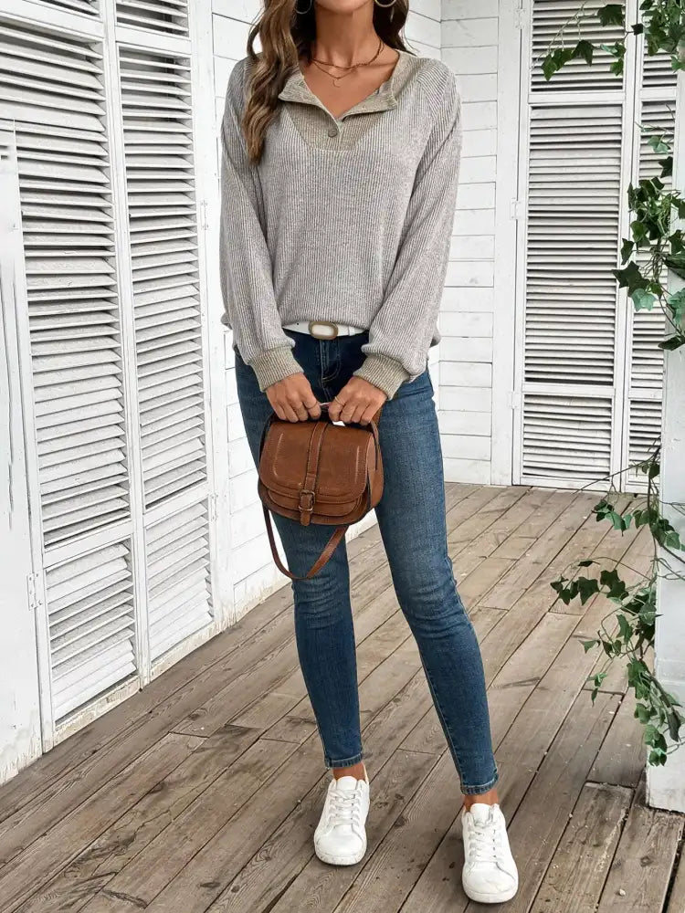 Ribbed Knit Two-Tone Top
