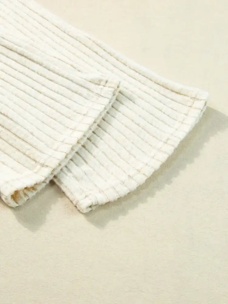 Ribbed Knit V-Neck Top and Pants Lounge Set