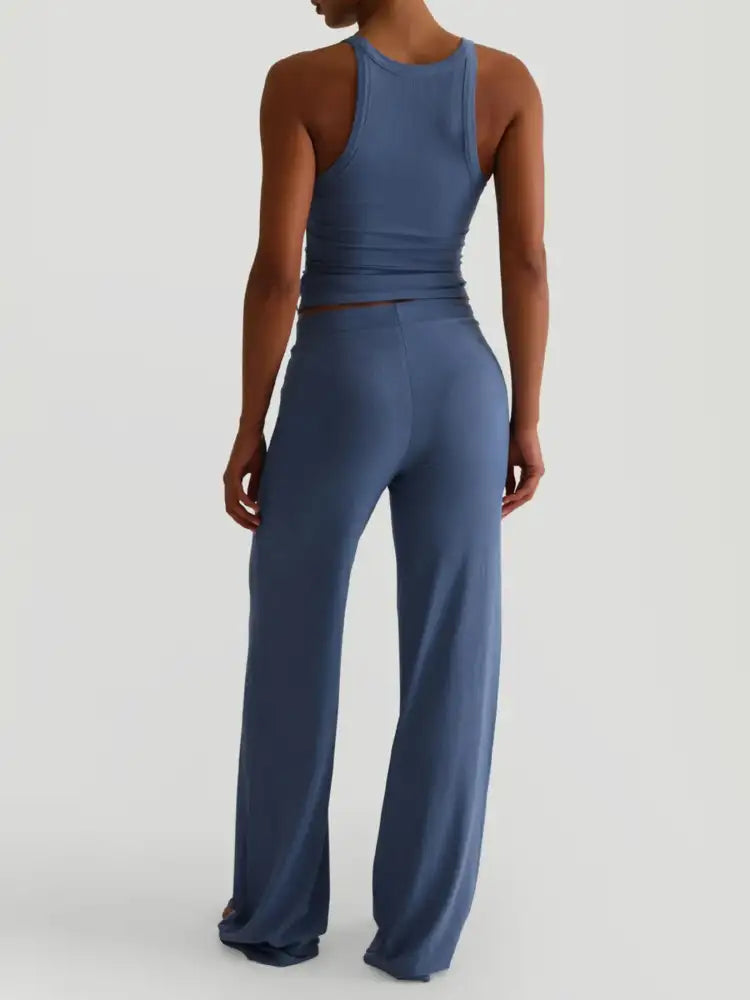 Ribbed Tank and High-Waisted Pants Active Set