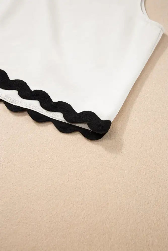 Ricrac Trim Tank Top and Elastic Waist Shorts Set