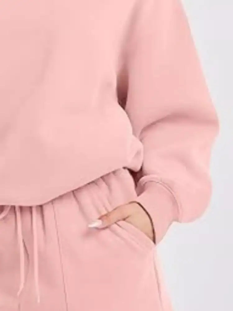 Round Neck Dropped Shoulder Top and Drawstring Shorts Set