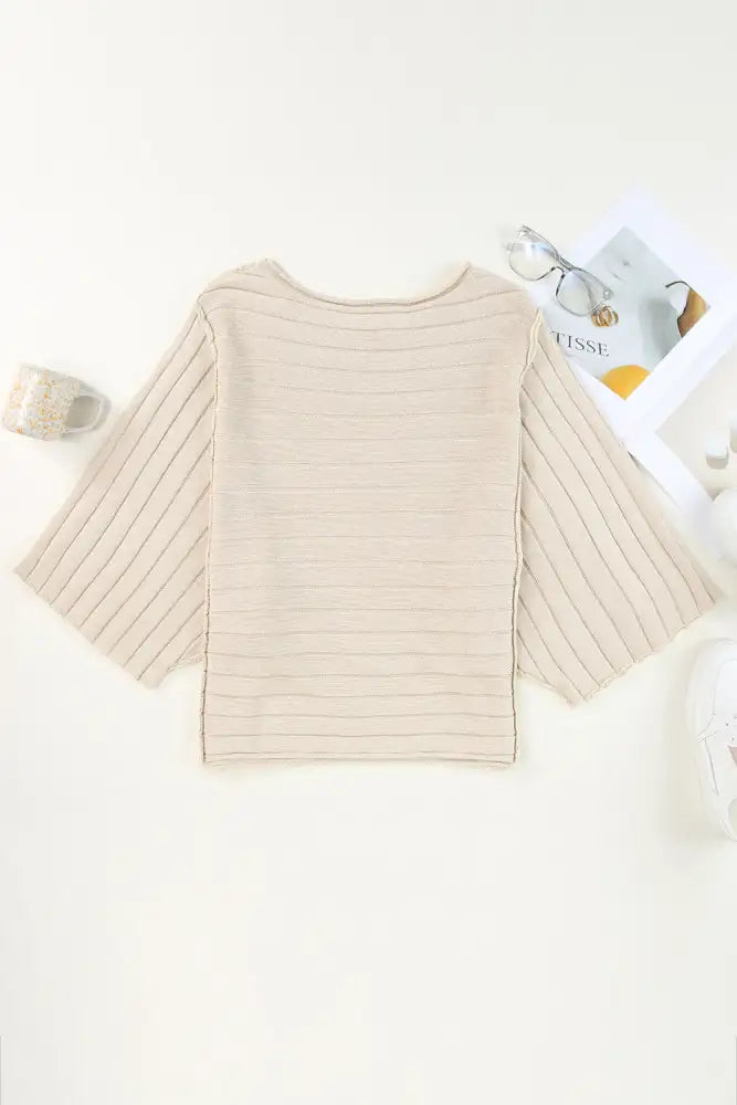 Round Neck Exposed Seams Pullover Top