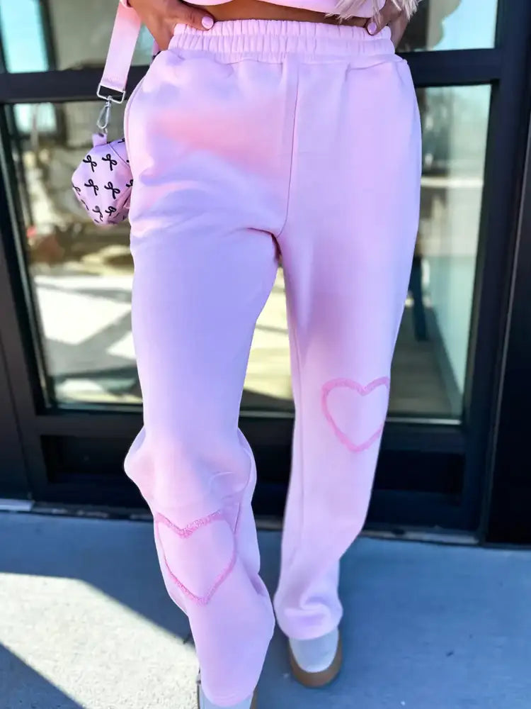 Round Neck Heart Top and Pants Set