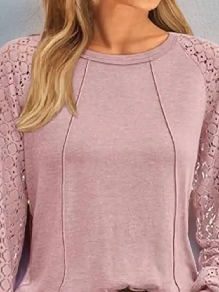 Round Neck Lace Sleeve Blouse
