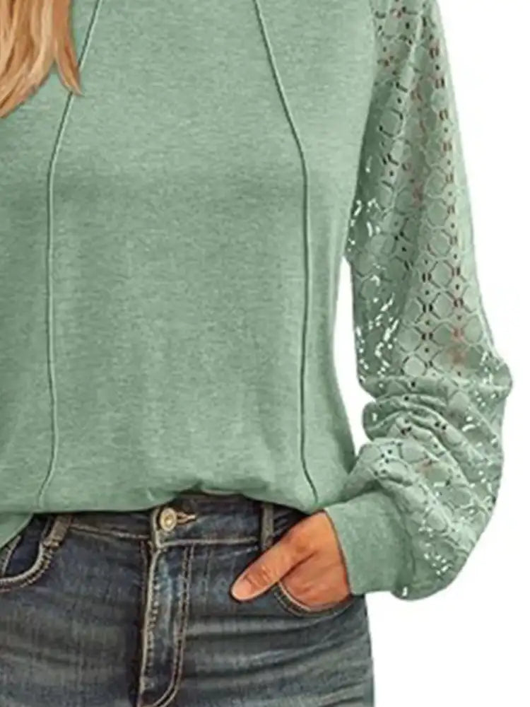 Round Neck Lace Sleeve Blouse
