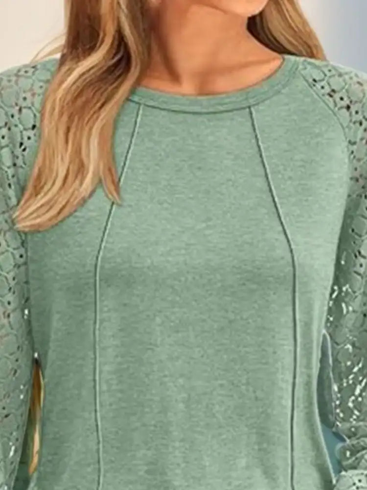 Round Neck Lace Sleeve Blouse