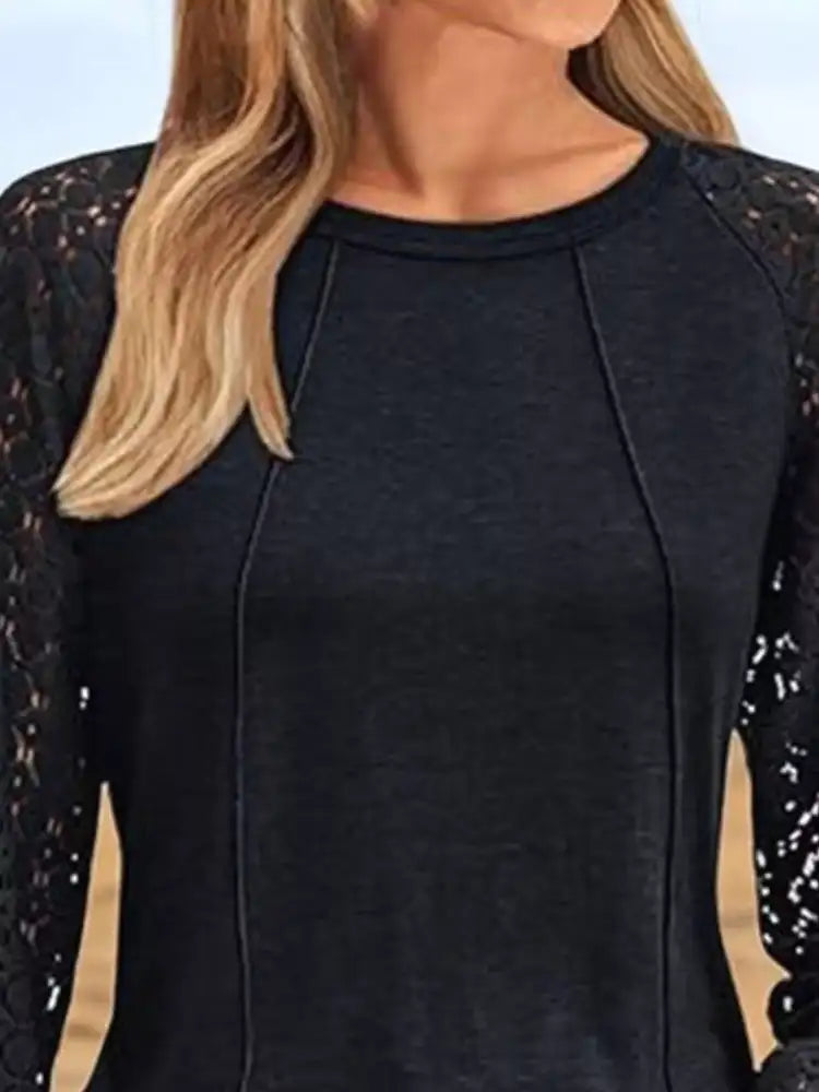 Round Neck Lace Sleeve Blouse