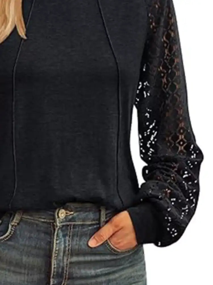 Round Neck Lace Sleeve Blouse