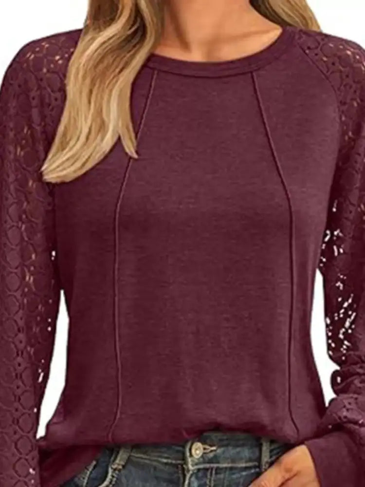 Round Neck Lace Sleeve Blouse