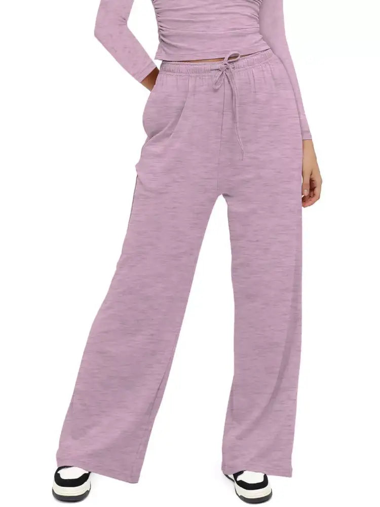 Round Neck Long Sleeve Top and Pants Set