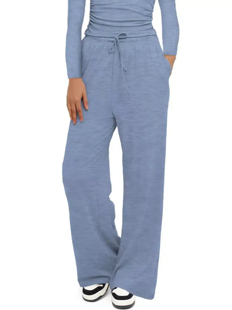 Round Neck Long Sleeve Top and Pants Set