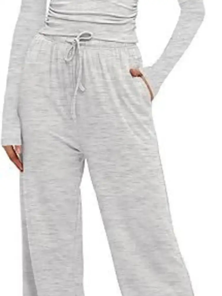 Round Neck Long Sleeve Top and Pants Set