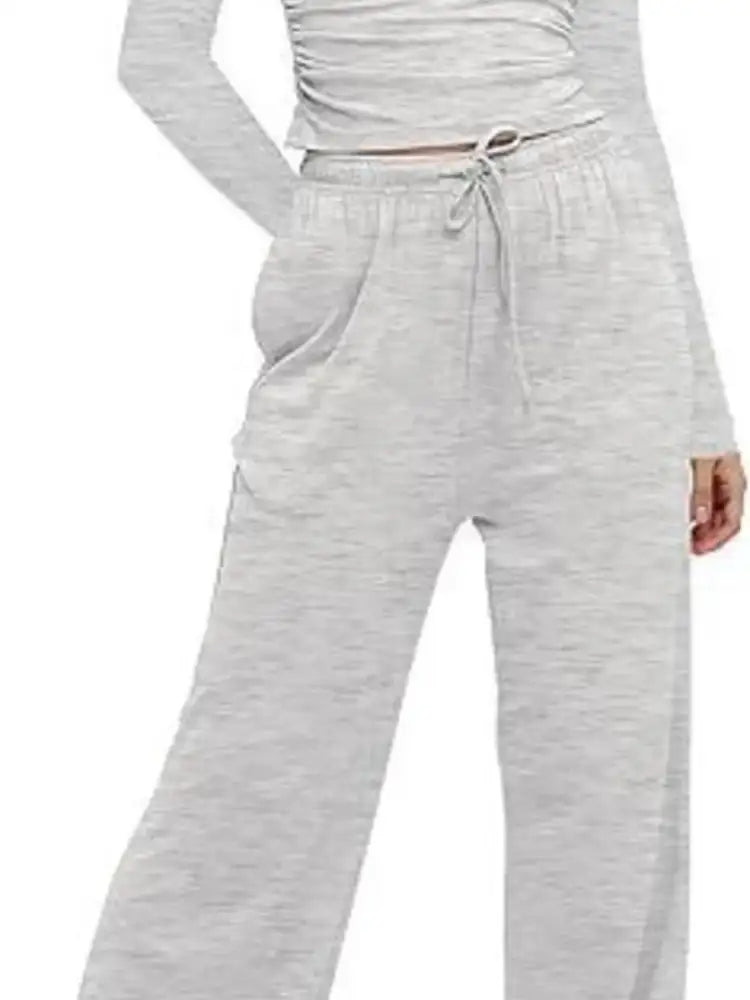 Round Neck Long Sleeve Top and Pants Set
