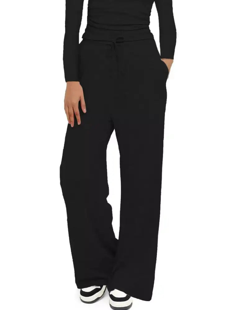 Round Neck Long Sleeve Top and Pants Set