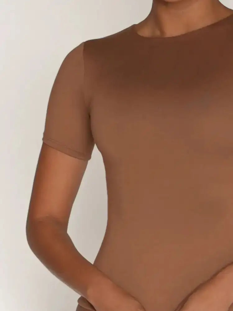 Round Neck Short Sleeve Swim Top