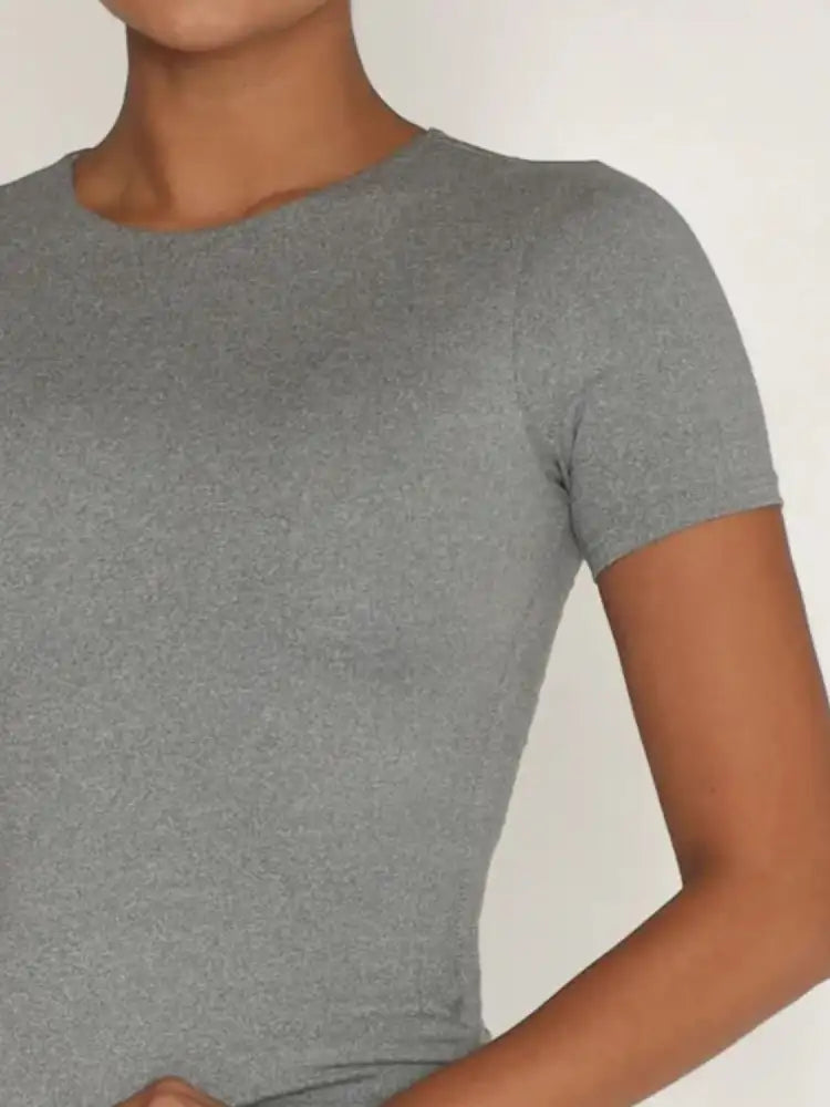 Round Neck Short Sleeve Swim Top