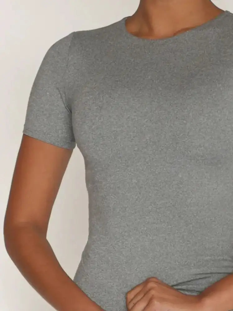 Round Neck Short Sleeve Swim Top