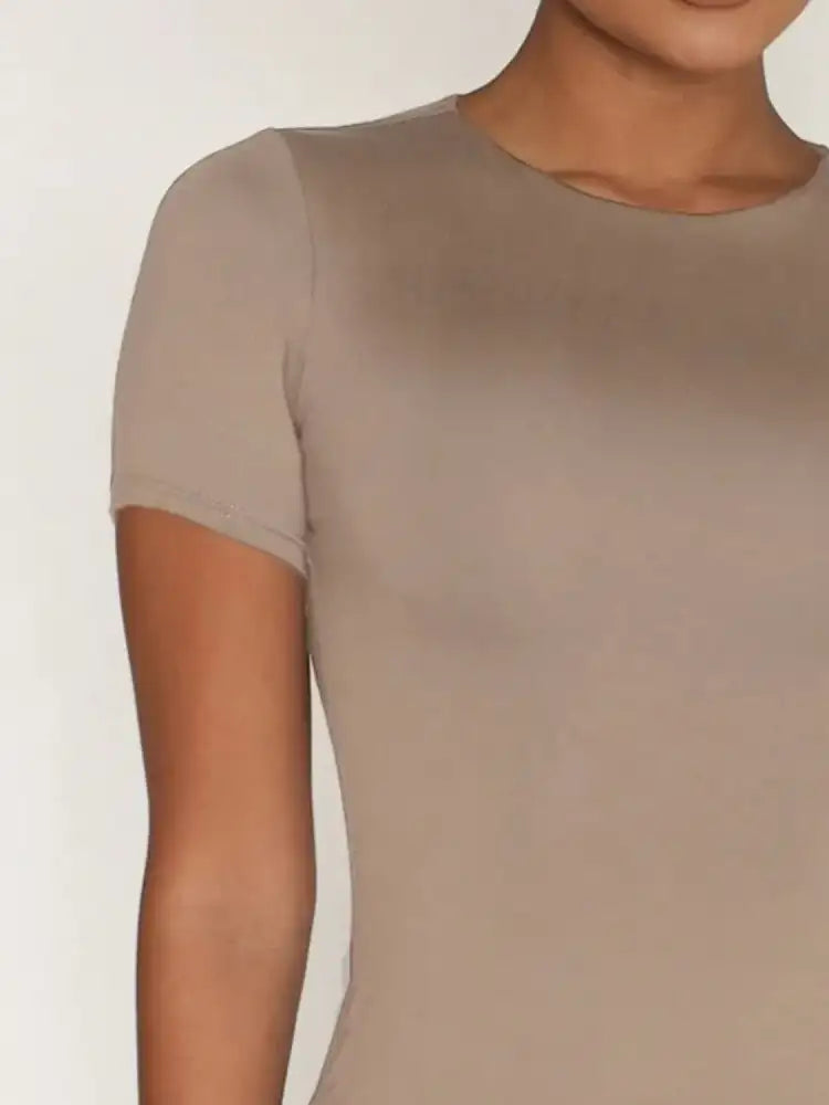 Round Neck Short Sleeve Swim Top