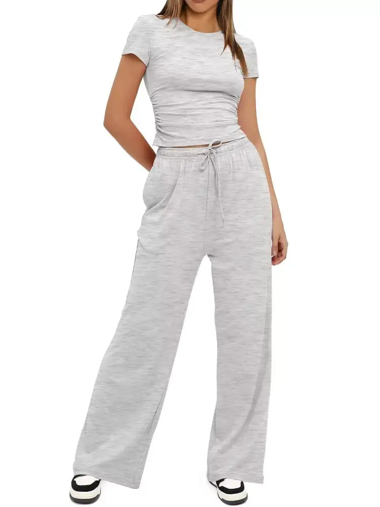 Round Neck Short Sleeve T-Shirt and Pants Set