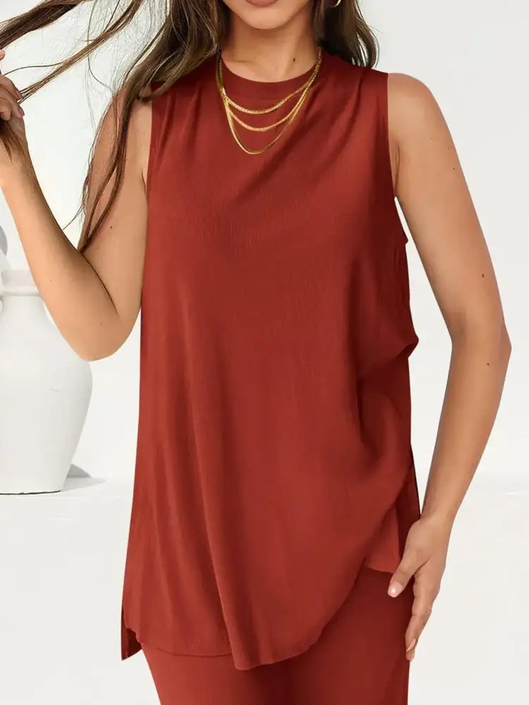 Round Neck Tank and Pants Set