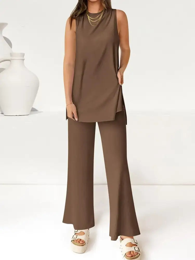 Round Neck Tank and Pants Set