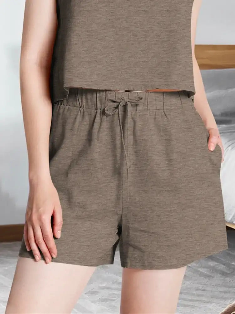 Round Neck Tank and Shorts Set