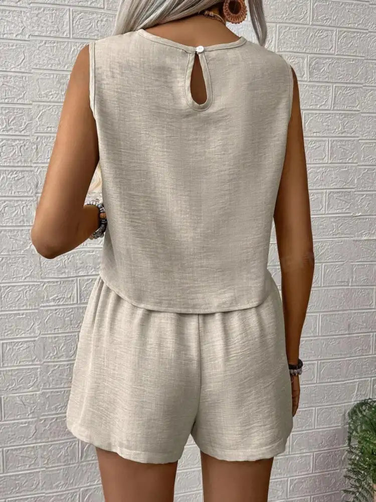 Round Neck Tank and Shorts Set