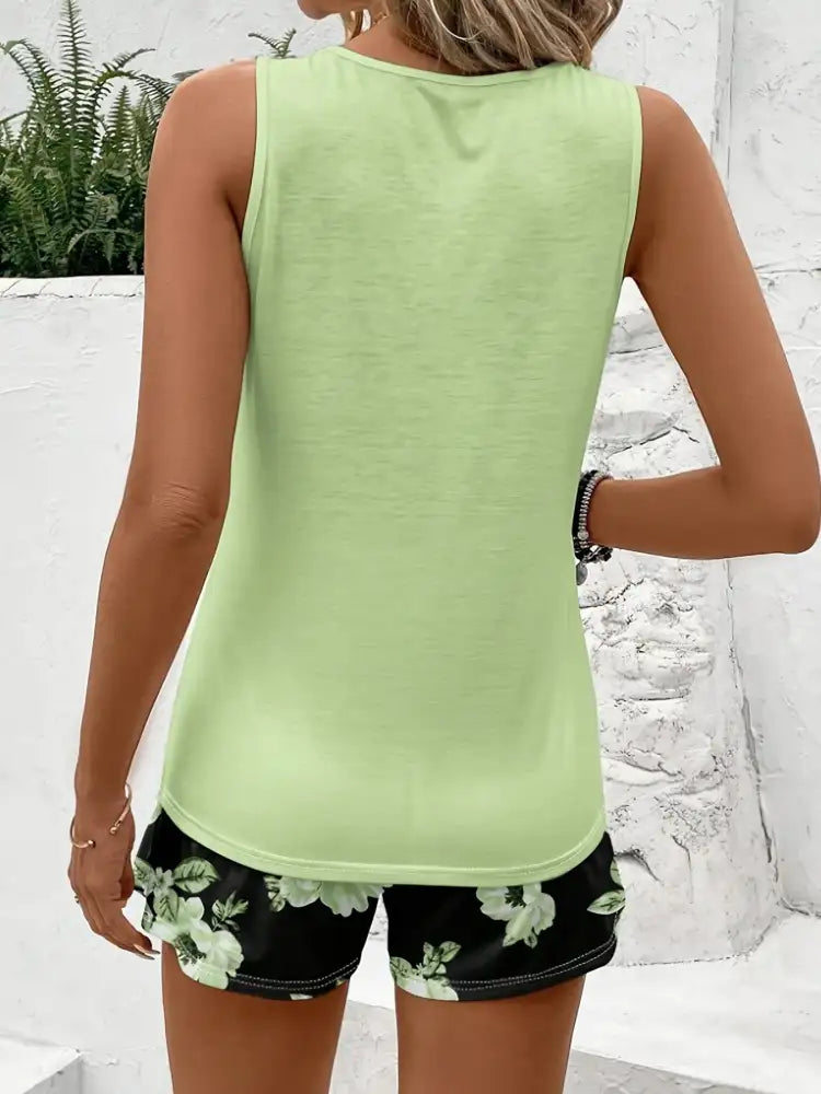 Round Neck Tank and Shorts Set