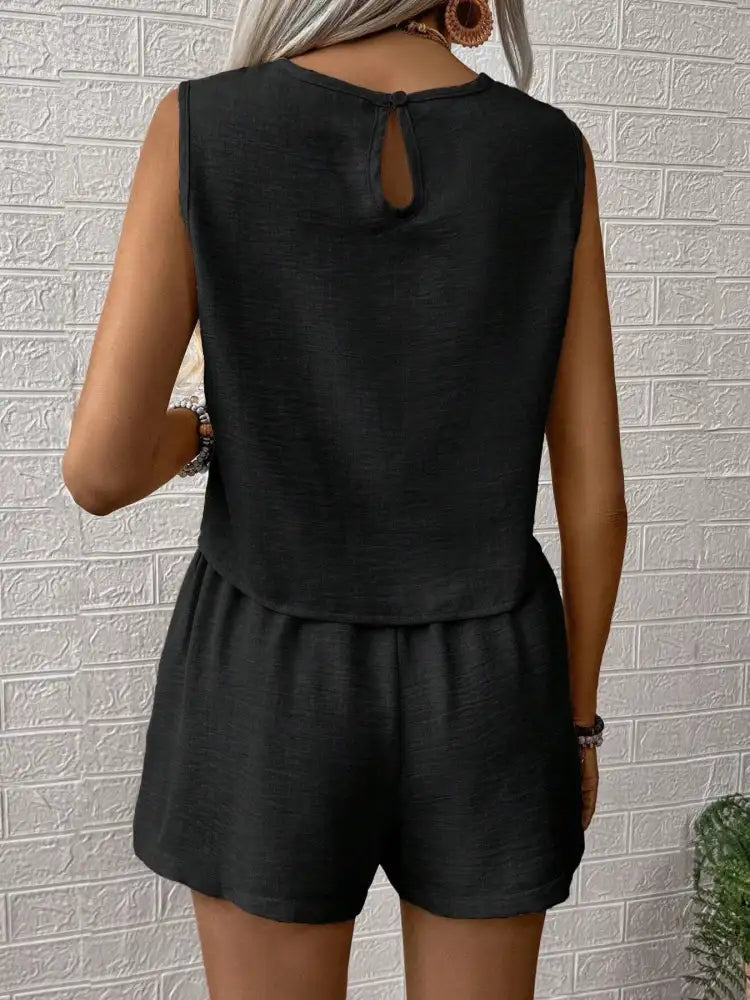 Round Neck Tank and Shorts Set