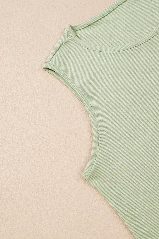 Round Neck Tank Top and High Waist Pants Set