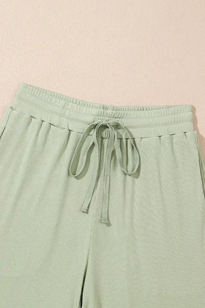 Round Neck Tank Top and High Waist Pants Set