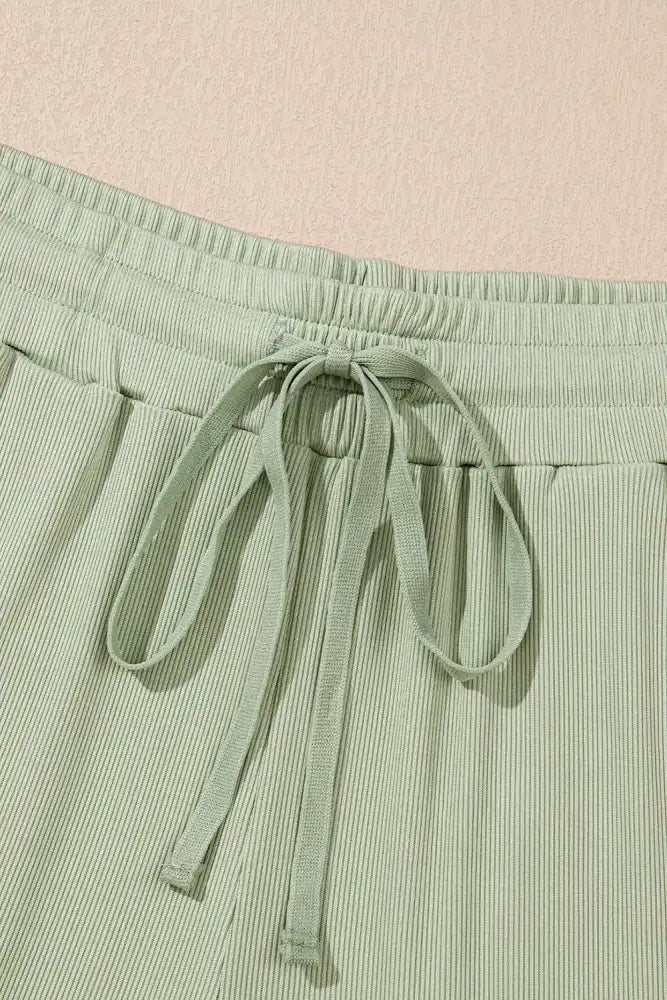 Round Neck Tank Top and High Waist Pants Set