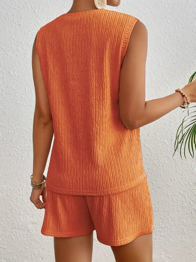 Round Neck Tank Top and Shorts Set