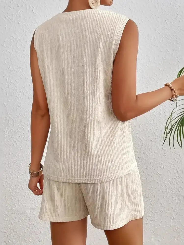 Round Neck Tank Top and Shorts Set