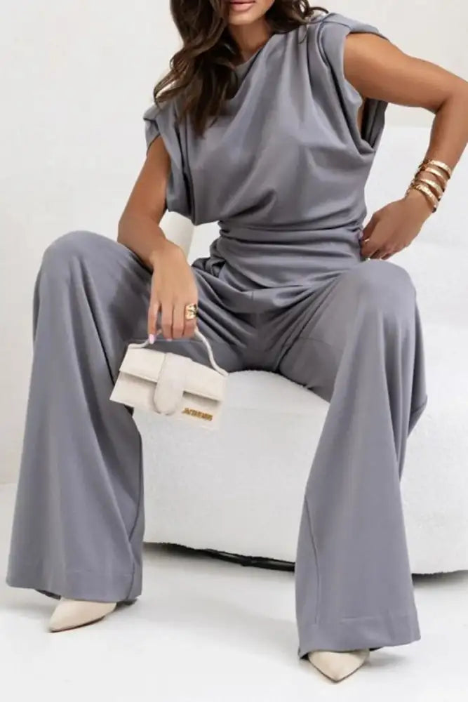 Round Neck Top and Pants Set