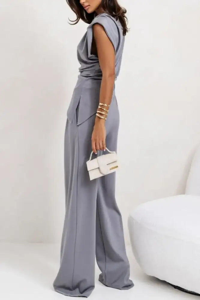 Round Neck Top and Pants Set
