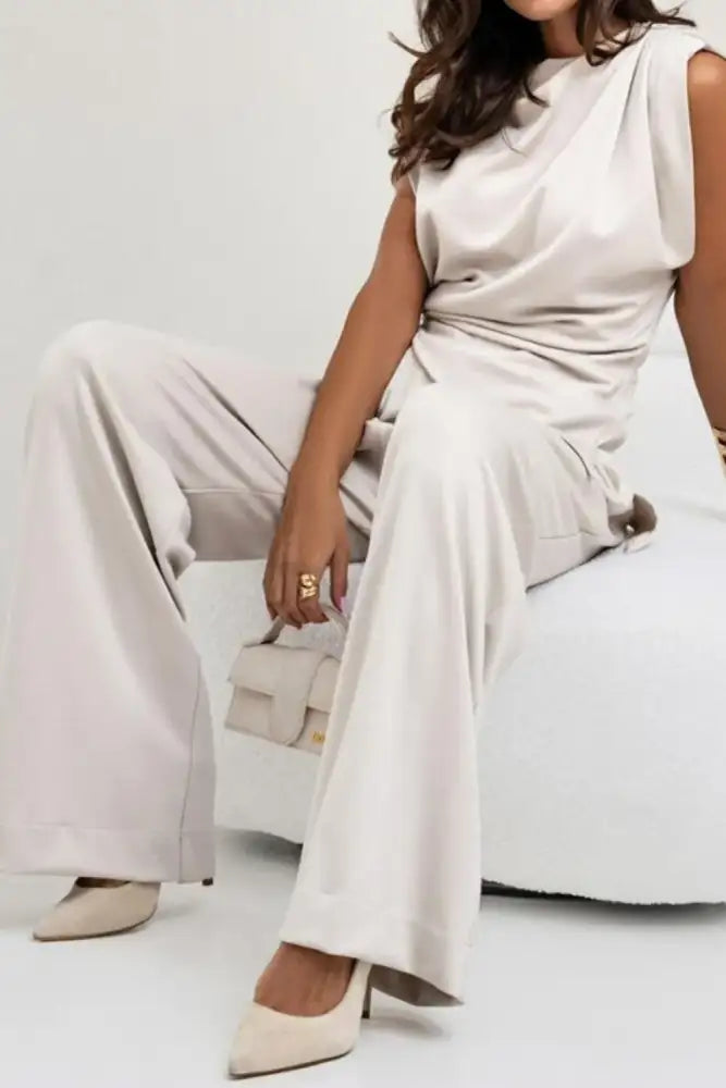 Round Neck Top and Pants Set