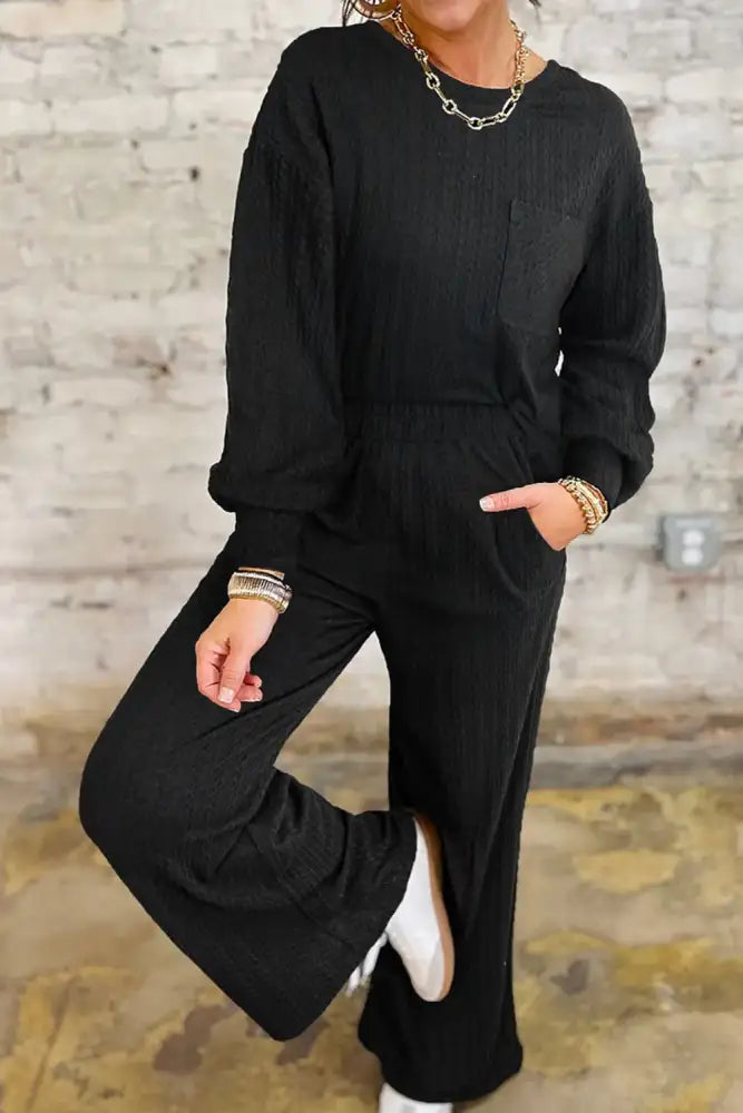 Round Neck Top and Pants Set