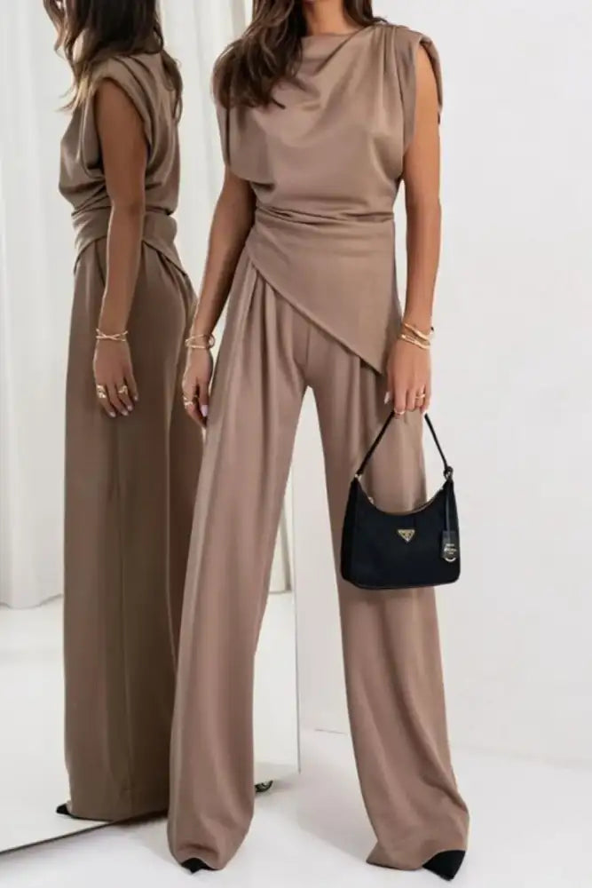 Round Neck Top and Pants Set