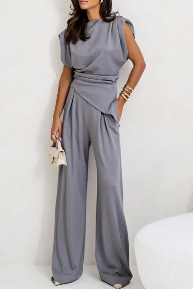 Round Neck Top and Pants Set