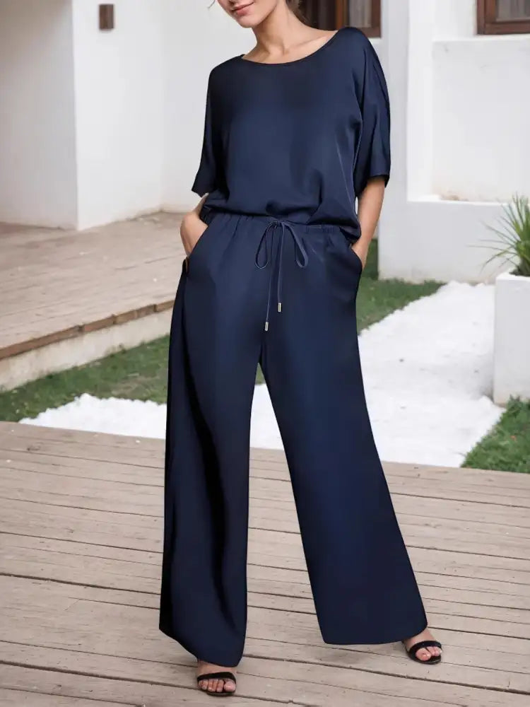 Round Neck Top and Pants Set