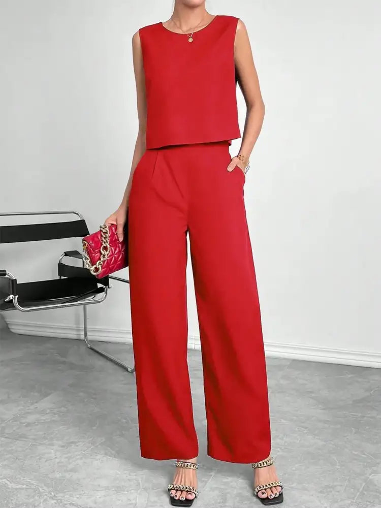 Round Neck Top and Pants Set
